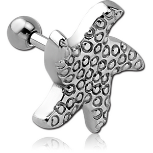 SURGICAL STEEL TRAGUS MICRO BARBELL - STARFISH