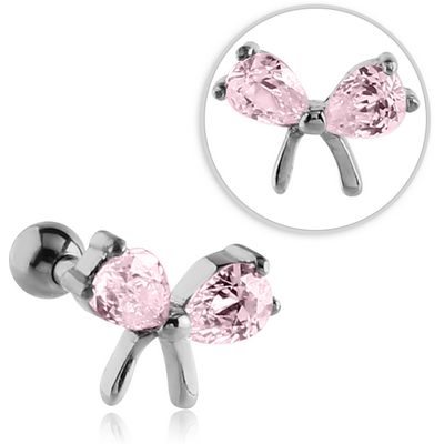 SURGICAL STEEL JEWELLED TRAGUS MICRO BARBELL - BOW