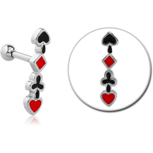 SURGICAL STEEL TRAGUS MICRO BARBELL - CARDS SIGNS