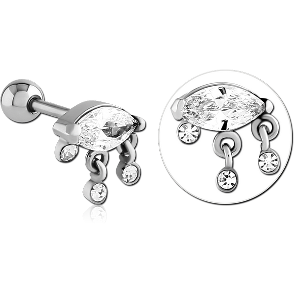 SURGICAL STEEL JEWELLED TRAGUS MICRO BARBELL