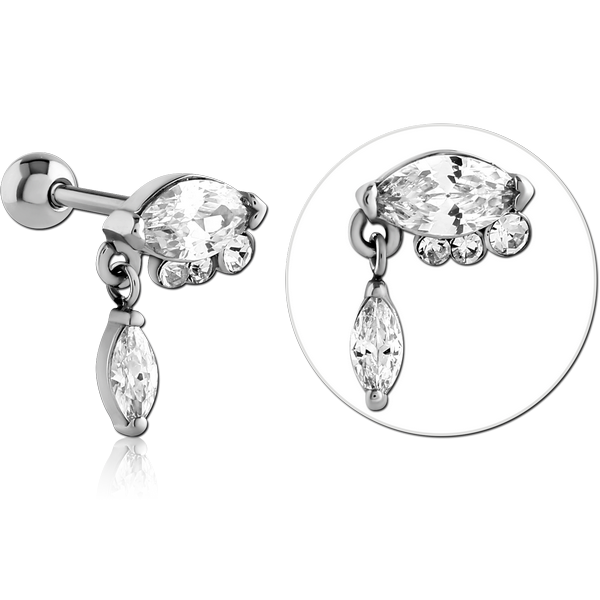 SURGICAL STEEL JEWELLED TRAGUS MICRO BARBELL