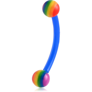 UV ACRYLIC FLEXIBLE CURVED MICRO BARBELL WITH RAINBOW BALLS