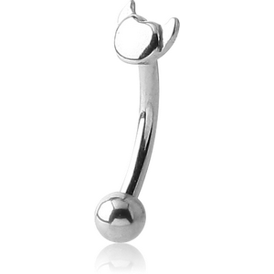 SURGICAL STEEL FANCY CURVED MICRO BARBELL - DEVIL HEAD