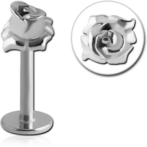 SURGICAL STEEL MICRO LABRET WITH ATTACHMENT - FLOWER