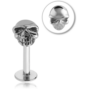 SURGICAL STEEL MICRO LABRET WITH ATTACHMENT - SKULL