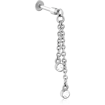 SURGICAL STEEL TRAGUS MICRO LABRET WITH JEWELLED CHARM