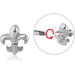 SURGICAL STEEL MICRO THREADED ATTACHMENT - FLEUR DE LIS