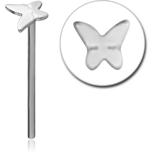 SURGICAL STEEL STRAIGHT NOSE STUD - BUTTERFLY