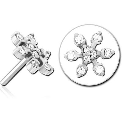 SURGICAL STEEL JEWELLED THREADLESS ATTACHMENT - SNOWFLAKE