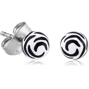 PAIR OF PRINTED UV ACRYLIC BALL EAR STUDS