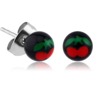 PAIR OF PRINTED UV ACRYLIC BALL EAR STUDS