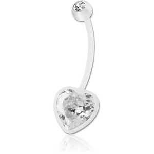 PTFE FANCY JEWELLED HEART NAVEL BANANA WITH UV BALL