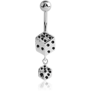 RHODIUM PLATED FASHION NAVEL BANANA - DICES