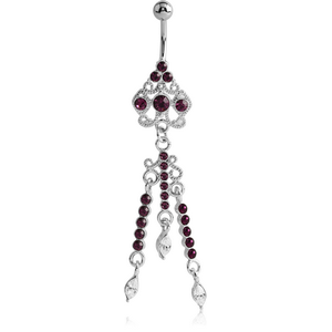 RHODIUM PLATED JEWELLED FASHION NAVEL BANANA