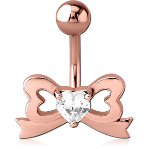 ROSE GOLD PVD COATED BRASS JEWELLED NAVEL BANANA - BOW