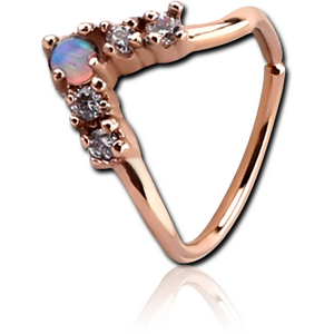 ROSE GOLD PVD COATED SURGICAL STEEL SYNTHETIC OPAL SEAMLESS RING