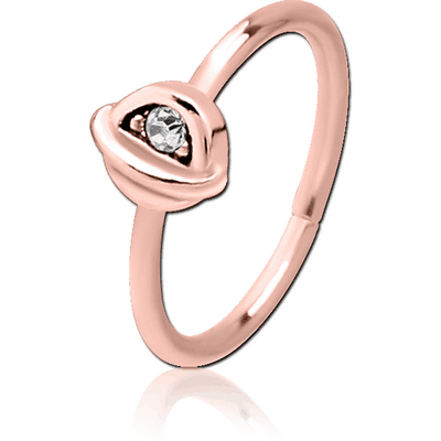 ROSE GOLD PVD COATED SURGICAL STEEL JEWELLED SEAMLESS RING - HALF OPEN EYE