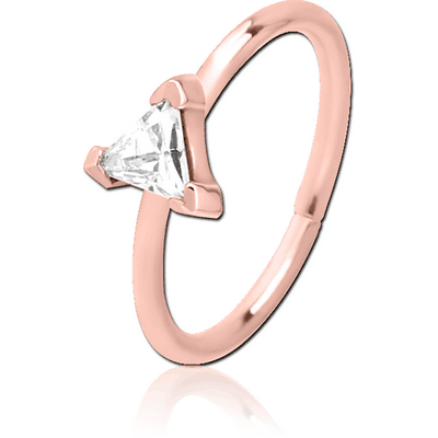 ROSE GOLD PVD COATED SURGICAL STEEL JEWELLED SEAMLESS RING - TRIANGLE