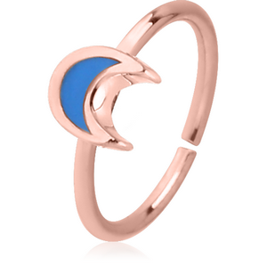 ROSE GOLD PVD COATED SURGICAL STEEL SEAMLESS RING WITH ENAMEL - CRESCENT