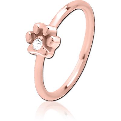 ROSE GOLD PVD COATED SURGICAL STEEL JEWELLED SEAMLESS RING - ANIMAL PAW CENTER GEM