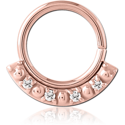 ROSE GOLD PVD COATED SURGICAL STEEL JEWELLED SEAMLESS RING