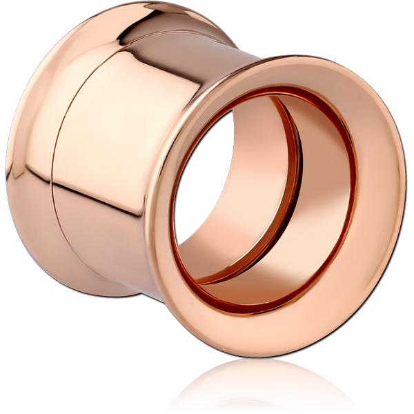 ROSE GOLD PVD COATED STAINLESS STEEL DOUBLE FLARED THREADED TUNNEL FOR REMOVABLE INSERT