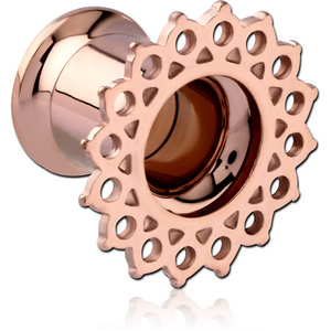 ROSE GOLD PVD COATED STAINLESS STEEL DOUBLE FLARED INTERNALLY THREADED TUNNEL