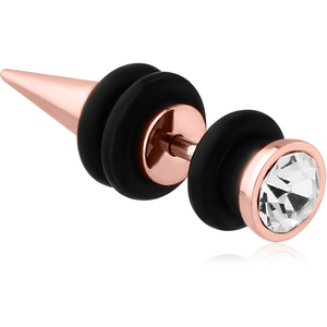 ROSE GOLD PVD COATED SURGICAL STEEL JEWELLED FAKE EXPANDER