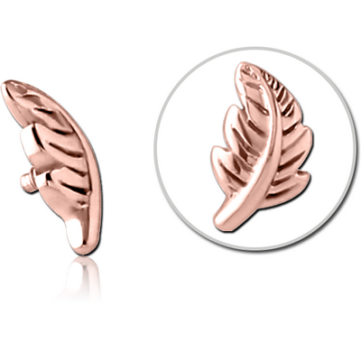 ROSE GOLD PVD COATED SURGICAL STEEL ATTACHMENT FOR 1.6MM INTERNALLY THREADED PINS - LEAF