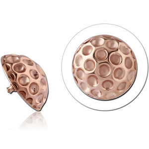 ROSE GOLD PVD COATED SURGICAL STEEL ATTACHMENT FOR 1.6MM INTERNALLY THREADED PINS - HAMMERED TEXTURE