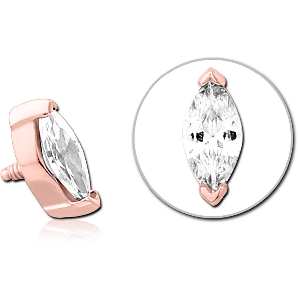 ROSE GOLD PVD COATED SURGICAL STEEL JEWELLED ATTACHMENT FOR 1.6MM INTERNALLY THREADED PINS