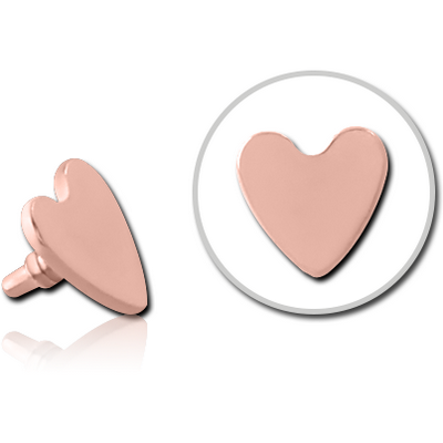 ROSE GOLD PVD COATED SURGICAL STEEL HEART FOR 1.2MM INTERNALLY THREADED PINS