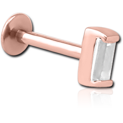 ROSE GOLD PVD COATED SURGICAL STEEL INTERNALLY THREADED JEWELLED MICRO LABRET