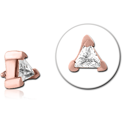 ROSE GOLD PVD COATED SURGICAL STEEL JEWELLED MICRO ATTACHMENT FOR 1.2MM INTERNALLY THREADED PINS - TRIANGLE