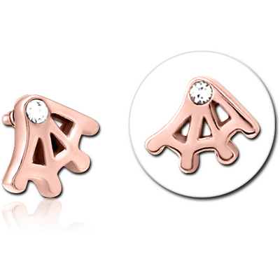 ROSE GOLD PVD COATED SURGICAL STEEL JEWELLED MICRO ATTACHMENT FOR 1.2MM INTERNALLY THREADED PINS - WEB