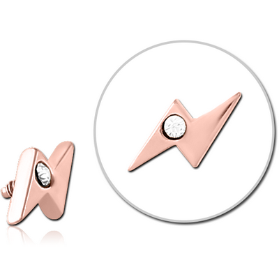 ROSE GOLD PVD COATED SURGICAL STEEL JEWELLED MICRO ATTACHMENT FOR 1.2MM INTERNALLY THREADED PINS - THUNDER