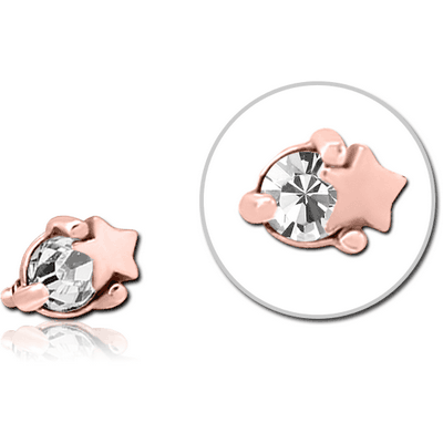 ROSE GOLD PVD COATED SURGICAL STEEL JEWELLED MICRO ATTACHMENT FOR 1.2MM INTERNALLY THREADED PINS - STAR AND GEM