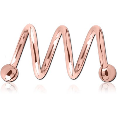 ROSE GOLD PVD COATED SURGICAL STEEL 3 TWISTS CORKSCREW MICRO BARBELL