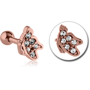 ROSE GOLD PVD COATED SURGICAL STEEL JEWELLED TRAGUS MICRO BARBELL - BUTTERFLY