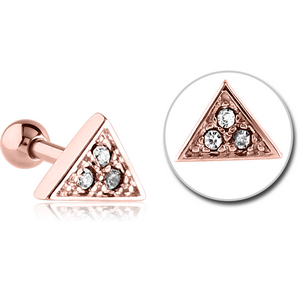 ROSE GOLD PVD COATED SURGICAL STEEL JEWELLED TRAGUS MICRO BARBELL - TRIANGLE