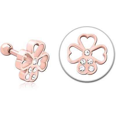 ROSE GOLD PVD COATED SURGICAL STEEL JEWELLED TRAGUS MICRO BARBELL - FLOWER