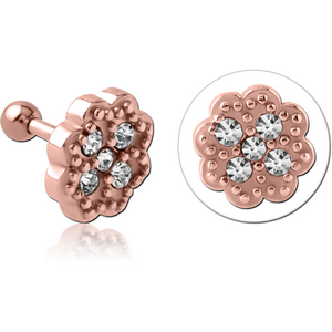 ROSE GOLD PVD COATED SURGICAL STEEL JEWELLED TRAGUS MICRO BARBELL