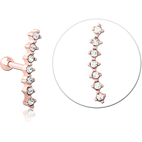 ROSE GOLD PVD COATED SURGICAL STEEL JEWELLED TRAGUS MICRO BARBELL