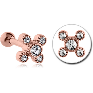 ROSE GOLD PVD COATED SURGICAL STEEL JEWELLED TRAGUS MICRO BARBELL