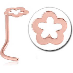 ROSE GOLD PVD COATED SURGICAL STEEL CURVED NOSE STUD