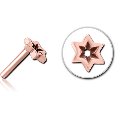 ROSE GOLD PVD COATED SURGICAL STEEL THREADLESS ATTACHMENT - STAR INDENT