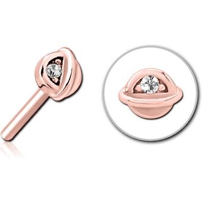 ROSE GOLD PVD COATED SURGICAL STEEL JEWELLED THREADLESS ATTACHMENT - HALF OPEN EYE