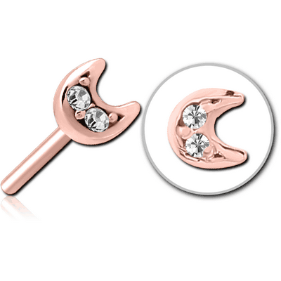 ROSE GOLD PVD COATED SURGICAL STEEL JEWELLED THREADLESS ATTACHMENT - CRESCENT PRONGS