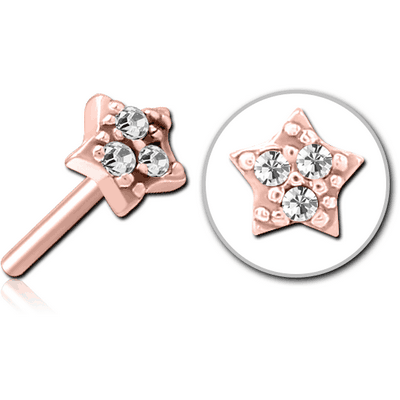 ROSE GOLD PVD COATED SURGICAL STEEL JEWELLED THREADLESS ATTACHMENT - STAR PRONGS