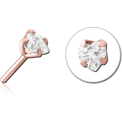 ROSE GOLD PVD COATED SURGICAL STEEL JEWELLED THREADLESS ATTACHMENT - HEART